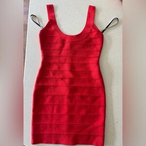 New women’s HERVE LEGER Red Bodycon Bandage Dress size Large